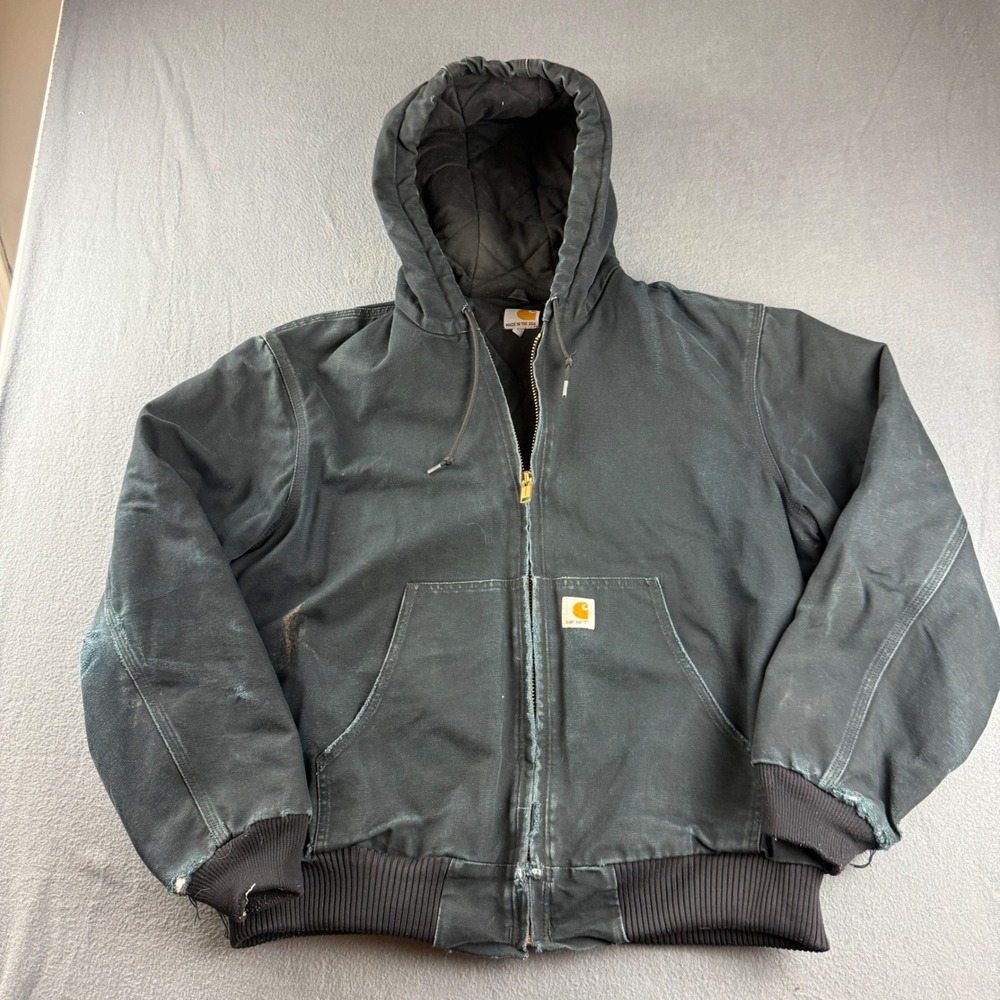 Vintage Carhartt J140 Jacket Men's XL Black USA Thrashed Faded Workwear Distress